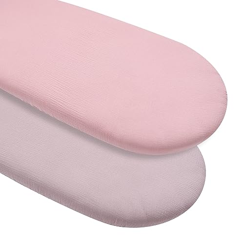 Image of babytino Muslin Bassinet Sheet for Baby Boy and Girl,Super Soft Bedside Bassinet Sheets Fitted for Oval, Rectangle and Hourglass Mattress Pad, Breathable and Wash Machine Sheets, 2 Pack