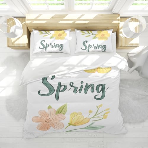 Ensemble couette alphabet fleuri style moderne avec 2 taies d'oreiller