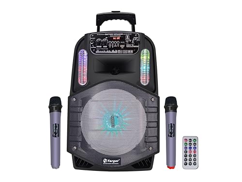Image of TARGET TT-PSG-802 Wireless Bluetooth Trolley Speaker 8 inch 120 WATTS RMS, Karaoke with 2 Wireless Mic, Remote Control, FM Radio, Aux in /USB /SD Card with TWS