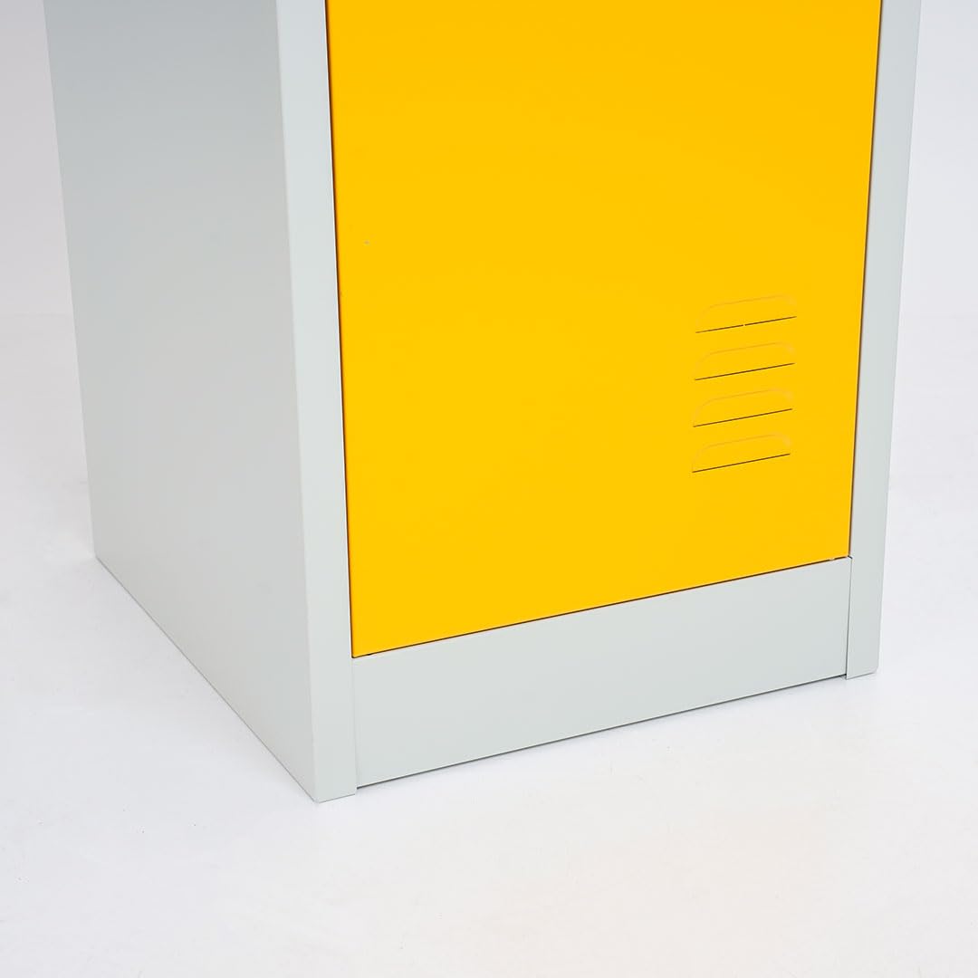 Danieli | Armadietto in metallo a 2 posti sovrapposti. Armadietto spogliatoio per palestra e ufficio con ante color giallo