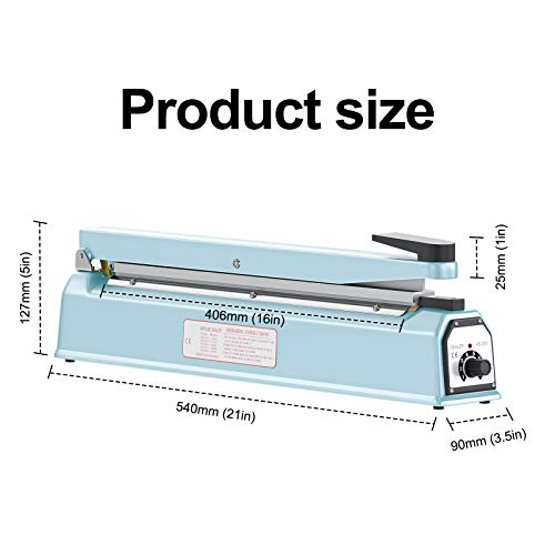 image for SibyTech 16-inch Impulse Bag Sealer, Manual Heat Sealer Machine for Pl