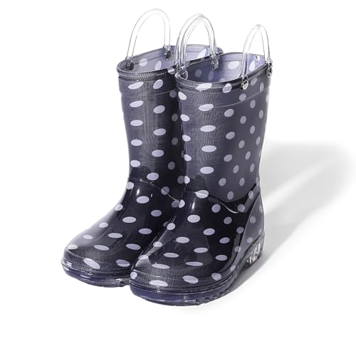 ENEN Botas de Agua Altas para Niña Niños, Botas de Lluvia Nina Ninos Talla 23-32 Calzado Caucho Goma Impermeable con Suela Antideslizante para Escuela y Aire Libre (ST12 Lunares,31)