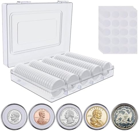 120 Pcs 30mm Coin Capsules Holder with Foam Gasket and Plastic St...