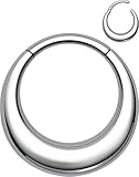 OUFER Titanium Septum Rings, 16G Septum Jewelry, Clicker Septum Nose Piercing Jewelry Hoops, Hinged Segment Daith Piercing Jewelry for Women Men-Silver 10mm