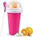 Slushy maker cup, DIY Frozen Magic Squeeze Cup, szczypta Ice Smoothie Cup z pokrywką i słomkami, letnia chłodziarka Domowa lodziarnia Milk Shake dla rodziny,Pink