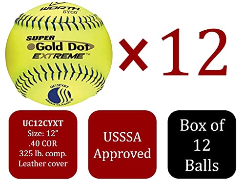 Worth W605522 12 Inch Syco Gold Dot Extreme / Classic M Usssa Slowpitch Softball thumb #1