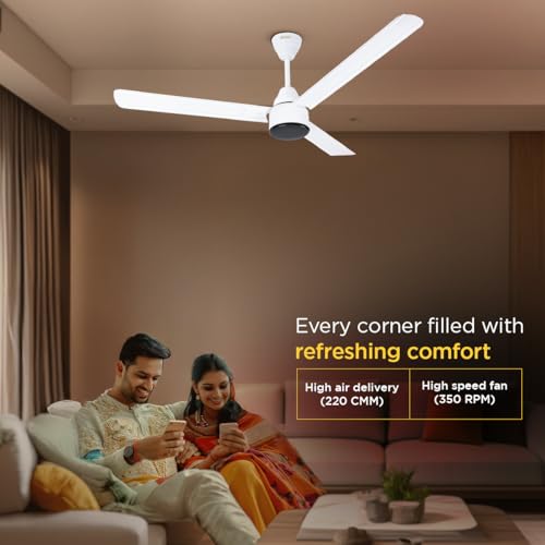 Image of EcoLink AiroMax BLDC 1200mm Ceiling Fan - White | Power-Saving BLDC Technology | High Airflow Performance | Low Noise | 2-Year Warranty | Pack of 1