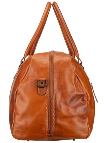 GREENBURRY Sac de Voyage Newport Cuir Caramel Marron Clair, Bagage Week-end Vintage