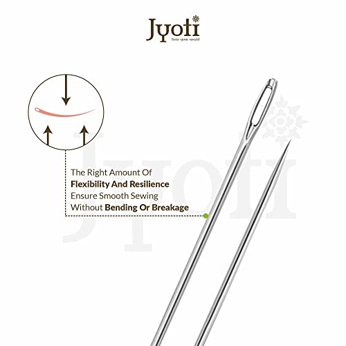 Image of Jyoti Darner Hand Sewing Needles, Long Length, Long & Sharp with Elongated Eyes, Cloth Stitching Thread Steel Needles, Used for Darning or Mending with Yarn or Wool, 42308 (Size - 10) - 1000 Pcs