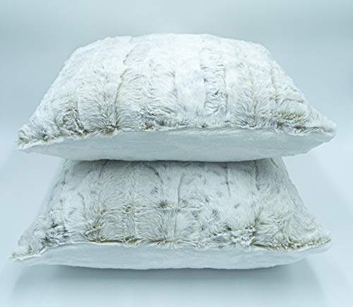Lex's Linens Pack of 2 Opulence Premium Faux Fur Cushion Covers (Snow Leopard, 45 x 45 cm)