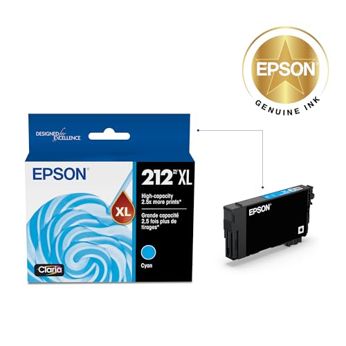 Image of Epson 212 Claria Ink High Capacity Cyan Cartridge (T212XL220-S) Works with Workforce WF-2830, 2850 and Expression XP-4100, 4105