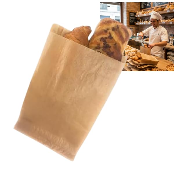 250 sacs papier kraft avec dessin12x6x20 cm pour Croissants
