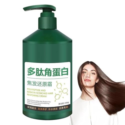 Crema hidratante y reparadora de daños capilares con queratina polipeptídica, mascarilla capilar con queratina polipeptídica, mascarilla de alisado profundo, brillo y suavidad duraderos (1PC)