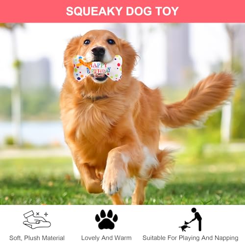 VOSSOT 2 Stück Haustier Hund Geburtstag Knochen Spielzeug Set, Spielzeug für Hunde Langlebiges Kauspielzeug Hundetorte Geburtstag, Spielzeug Hund für Geburtstag Geschenk für Kleine und Mittlere Hunde