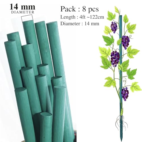 Image of BLOOMAX Hardwood Plant Support Sticks, Lengths- 4 ft, Pack of- 8 pcs- with Free Twist Ties (8 Sticks 4 Ft (L-122 CM, Dia- 14 mm))