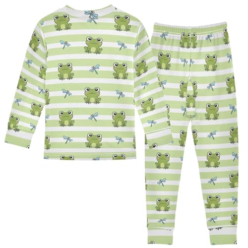Pajama Sets Long Sleeve Frog Dragonfly Pattern Soft Comfy Sleepwear 2 Piece PJS 3-8T3
