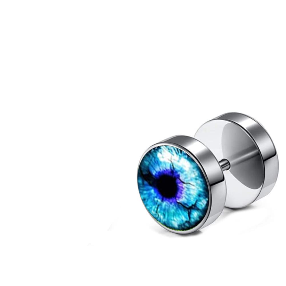 Faux Piercing Plug D'oreille 10 Mm - Acier Inox Argenté - Tige 1,2 Mm - Motif Galaxie/œil - Unisexe - Vendu à L'unité