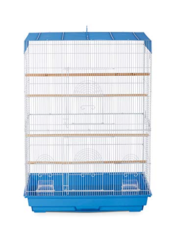 Image of Prevue Pet Products Tall Flight Bird Cage - Large Metal Birdcage for Parakeets, Cockatiels, Conures, Lovebirds, Finches, and Canaries, Stand Alone Cage, - Blue & White