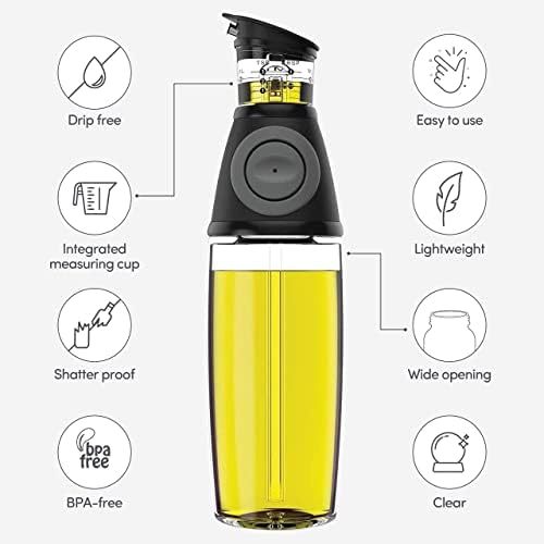 Belwares Olive Oil Dispenser Bottle Set - 2 Pack Oil and Vinegar Cruet with Drip-Free Spouts - Includes 17oz [500ml] and 9oz [250ml] Sized Bottles