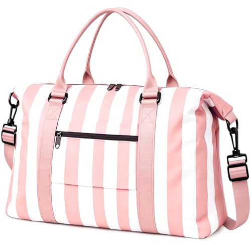 Image of TOPBAG Travel Duffle Bag, Waterproof Weekender Carry On Tote Bags for Women, Sport Gym Bag for Men, Hospital Bag for Labor and Delivery, Overnight Luggage Bag with Trolley Sleeve Coral Pink