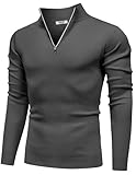 COOFANDY Uomo Maglione 1/4 Zip Dolcevita Maglione Lavorato a Maglia Pullover Invernale Manica Lunga Zip Pullover Dolcevita Pulli da Lavoro per Gli Uomini Grigio Scuro M