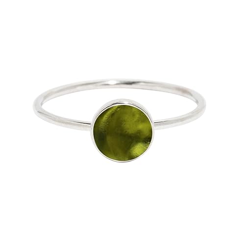 Recycled Vintage Olive Green Wine Bottle Sterling Silver Stacking Ring