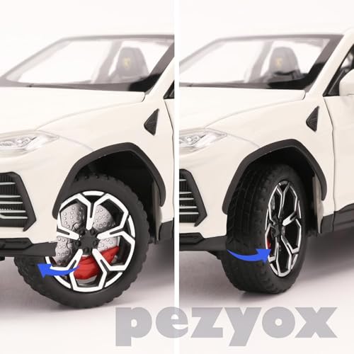 Image of 1:24 Lamborghini Urus Car Model, Diecast Pull Back Car Toy car, Doors Open, Light and Sound, Boys Toys Kids Adults Gifts (White)