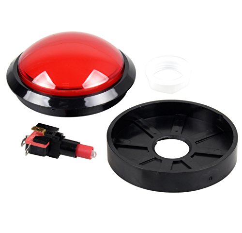 EG STARTS 4 Zoll 100mm Big Dome 12V LED Leuchttaster mit Mikroschalter für Arcade Machine Videospiele Parts (Rot)
