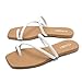 FITORY Women's Cross Strap Flat Sandals,Fashionable Toe Ring Thong,Open Toe Slide Shoes for Summer White Size 7