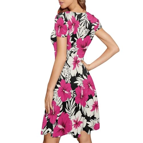 Image of Biyejit Women's Summer Casual Short Sleeve T-Shirt Swing Dress Crew Neck Plus Size S-4XL