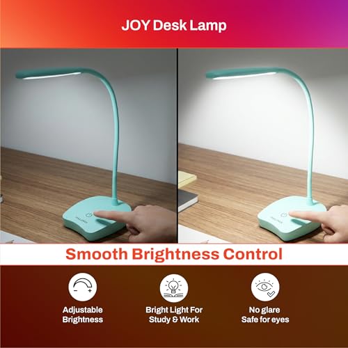 Image of Halonix Joy Rechargeable Desk Lamp with C-Type Charging | LED Study Table Lamp with Step Dimming | Li-ion Battery | Portable Eye-Care Light for Study, Work & Home Use