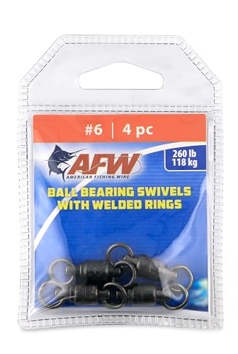 AFW Solid Brass Ball Bearing Snap Fishing Swivels, #6, 260lb Test - 4 PCS