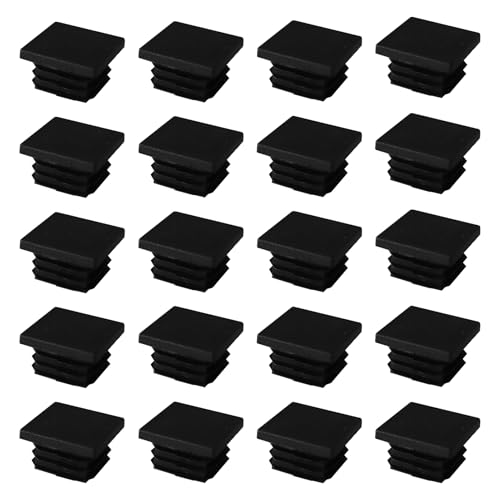 Lot de 20 bouchons à lamelles 30 x 30 mm pour tube carré, bouchons pour tuyaux hydrauliques, couvercles de tuyaux en plastique noir, embouts pour chaises carrées,...