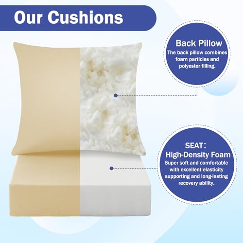 Image of Outdoor Chair Cushions, 24 x 24 Inch Outdoor Cushion for Patio Furniture, Patio Chair Cushion, Waterproof & Fade Resistant Deep Patio Furniture Cushion Set with Handle and Ties, Light Khaki (Set of 6)