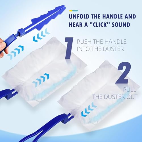 Image of 30 Counts Disposable Duster Refills Bulk Heavy Duty Duster Refills Blue Replacement Heads,Unscented