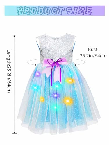 TWINKLEDE Light Up Sequin Tutu Dress Blue Glowing Birthday Party Dresses for Girls3