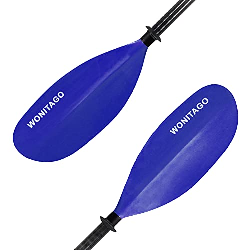 wonitago Kayak Paddles with Carbon Fiber Shaft and Nylon Blade, Floating Kayaking Oars, Adjustable 230-250 cm 90-98 Inche, Blue