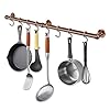 ROTHLEY Hanging Pot Rack Hanger 23.7 Inch Stainless Steel Pot and Pan Hanger Pot Rack Wall Mounted Hanging Pots and Pans Rack Pot Hangers for Kitchen Wall Kitchen Rail with Hooks (Antique Copper)