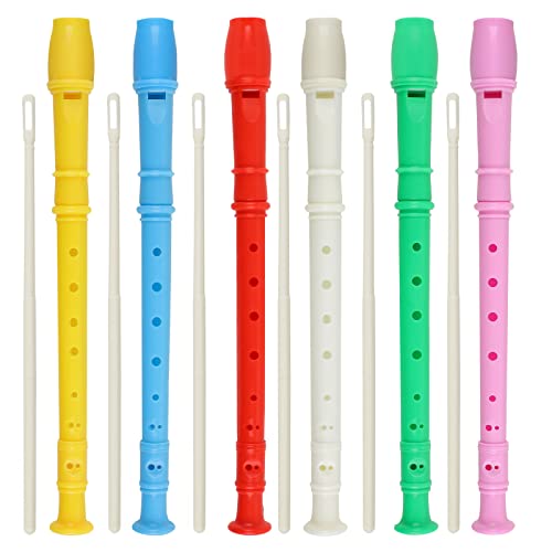 6 PCS 8 Holes Soprano Recorder, Plastic Soprano Recorder Instrument Descant Flute Recorder German...