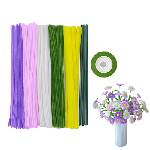 手芸モール デージ 造花 花束 ギフト 材料 DIY 手芸素材 記念日/誕生日/母の日/バレンタインデー 贈り物 手作り用 造花セット 人工花茎とフラワーテープ付き(パープル)