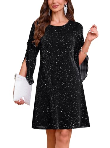 oten Women's 2026 Flutter Sleeve Cocktail Dress Crew Neck Chiffon