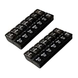 TOPPERFUN 2 Stück Große Tablettenbox Schwarz Wochen pillendose mit Tagen Doppelreihe Vielseitiger Medikamenten organizer für Vitamine und Schmuck Tragbar für Reise und Zuhause