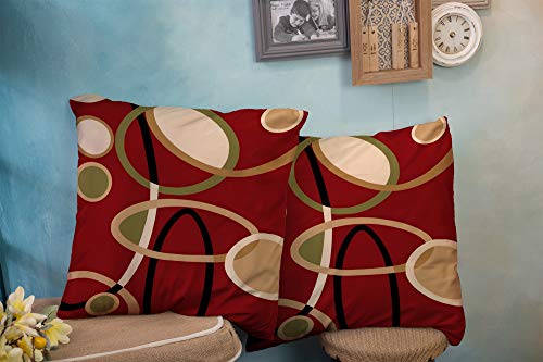 Capsceoll 2Pcs Cranberry Red Tan Black Geometric Circle Decorative Throw Pillow Case 16X16Inch,Home Decoration Pillowcase Zippered Pillow Covers Cushion Cover With Words For Book Lover Worm Sofa Couch #TOP1