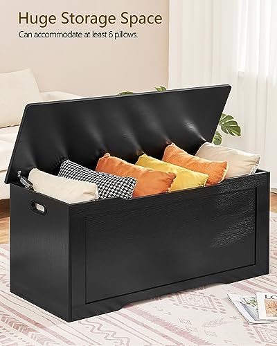 usikey 39.4” Storage Chest, Toy Chest, Toy Box with Safety Hinges, Lift Top Storage Bench, Supports 220 lb, for Living Room, Bedroom, Entryway, Black - Thumbnail 4