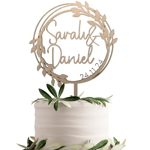 Cake Topper Hochzeit Personalisiert – Holz oder Langlebiger Kunststoff in Roségold, Gold & mehr – Tortendeko, Hochzeitstorte Deko Tortenstecker Hochzeit, Hochzeitstorte Topper