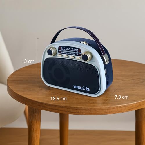 Image of IBELL RHYTHM800 BT Portable FM Radio with Bluetooth Speaker, USB, SD Slot, MP3 Player, Rechargable Battery, Telescopic Antenna & Dynamic Speaker, 3 Band (Black)
