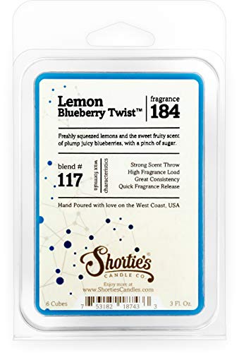 Shortie's Candle Company Lemon Blueberry Twist Wax Melts - Formula 117-1 Highly Scented 3 Oz. Bar - Made With Natural Oils - Fruit & Berry Air Freshener Cubes Collection #TOP23