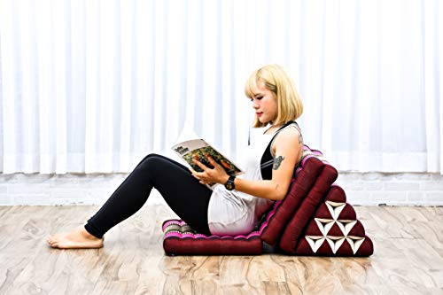 Image of Leewadee - Comfortable Japanese Floor Mattress Used As Thai Floor Bed with Triangle Cushion, Futon Mattress Or Thai Massage Mat, 67 x 21 inches, Auburn Pink