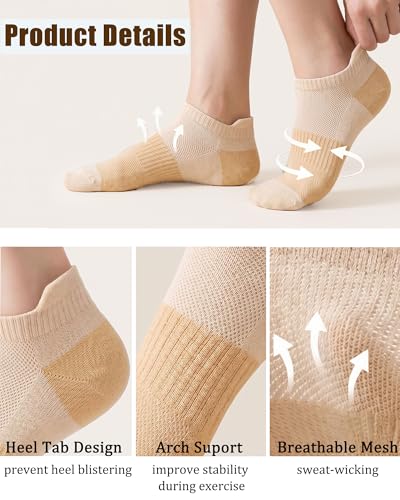 Image of 6 Pairs Ankle Socks for Women - Lightweight Low Cut No Show Casual Cotton Socks Breathable