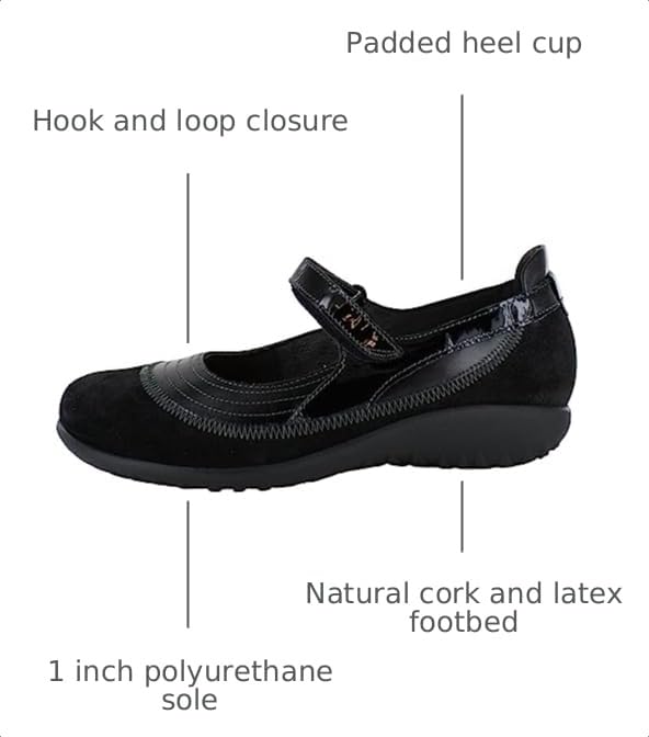Image of NAOT Footwear Women's Kirei Maryjane with Cork Footbed and Arch Comfort and Support - Lightweight and Perfect for Travel- Removable Footbed